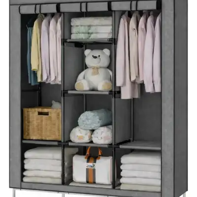 Armário Guarda Roupa Organizador Dobrável Desmontável Cor Cinza